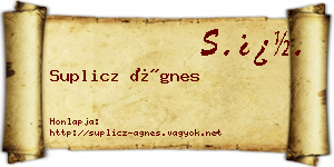 Suplicz Ágnes névjegykártya